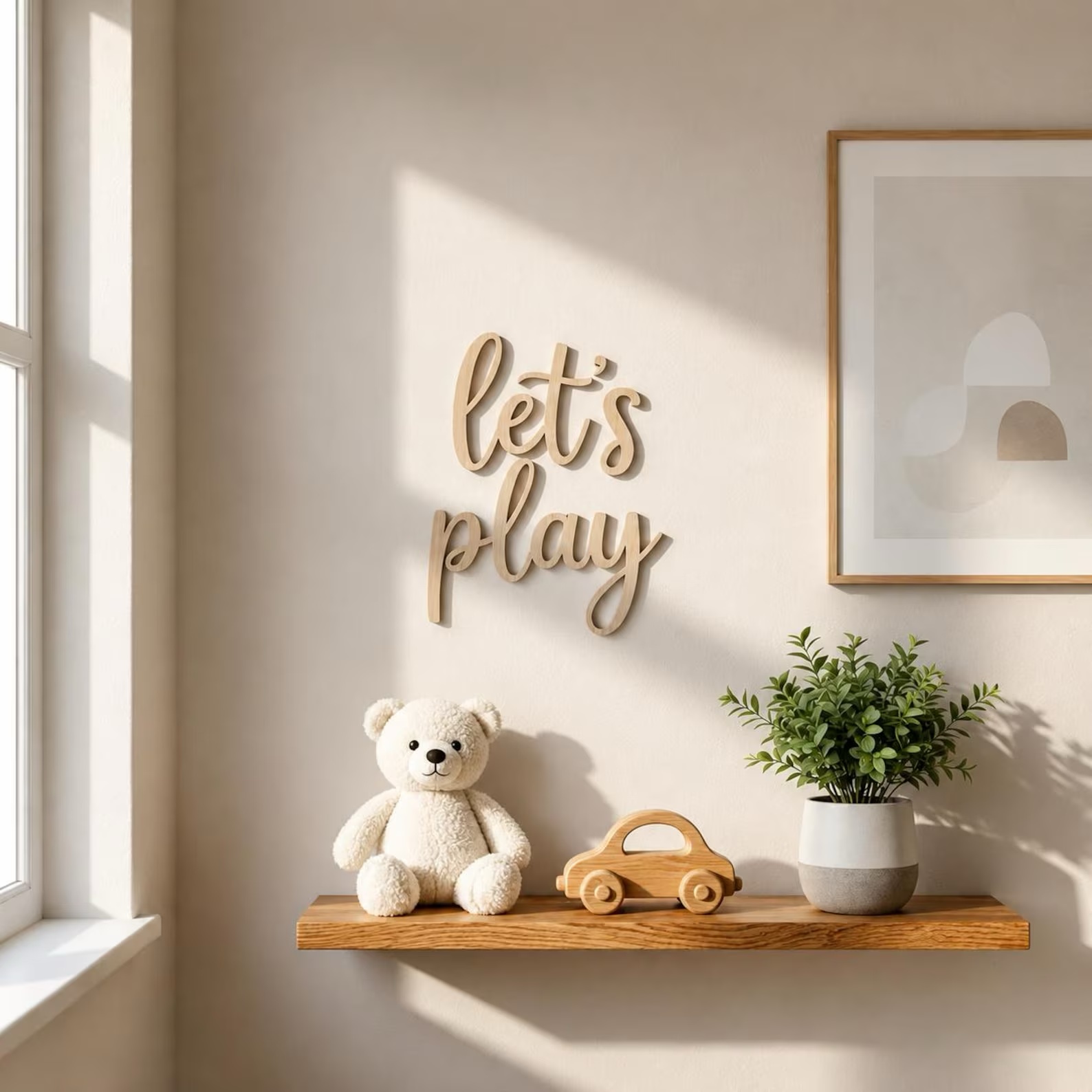 Woodworking For Beginners - Let's Play Wooden Wall Sign, Playroom