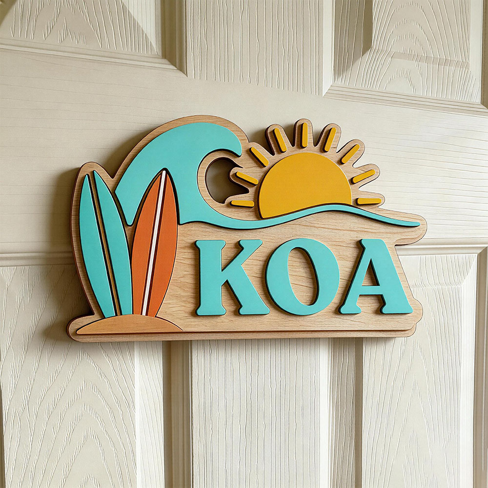 Woodworking For Beginners - Custom Beach Wave Surfboard Sun Name