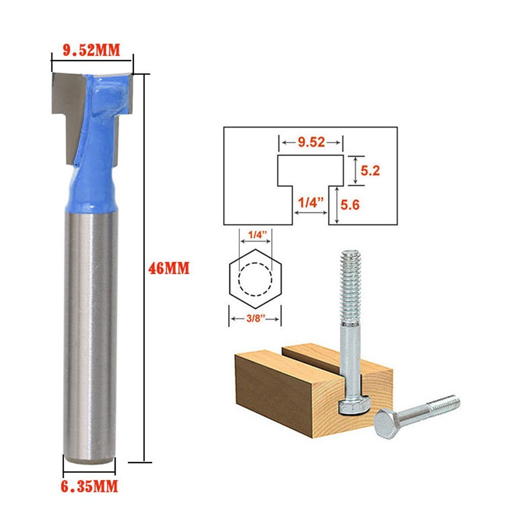 A11I 1/4 inch Shank T-Slot Cut - Woodworking Power Tools ulasan dan harga