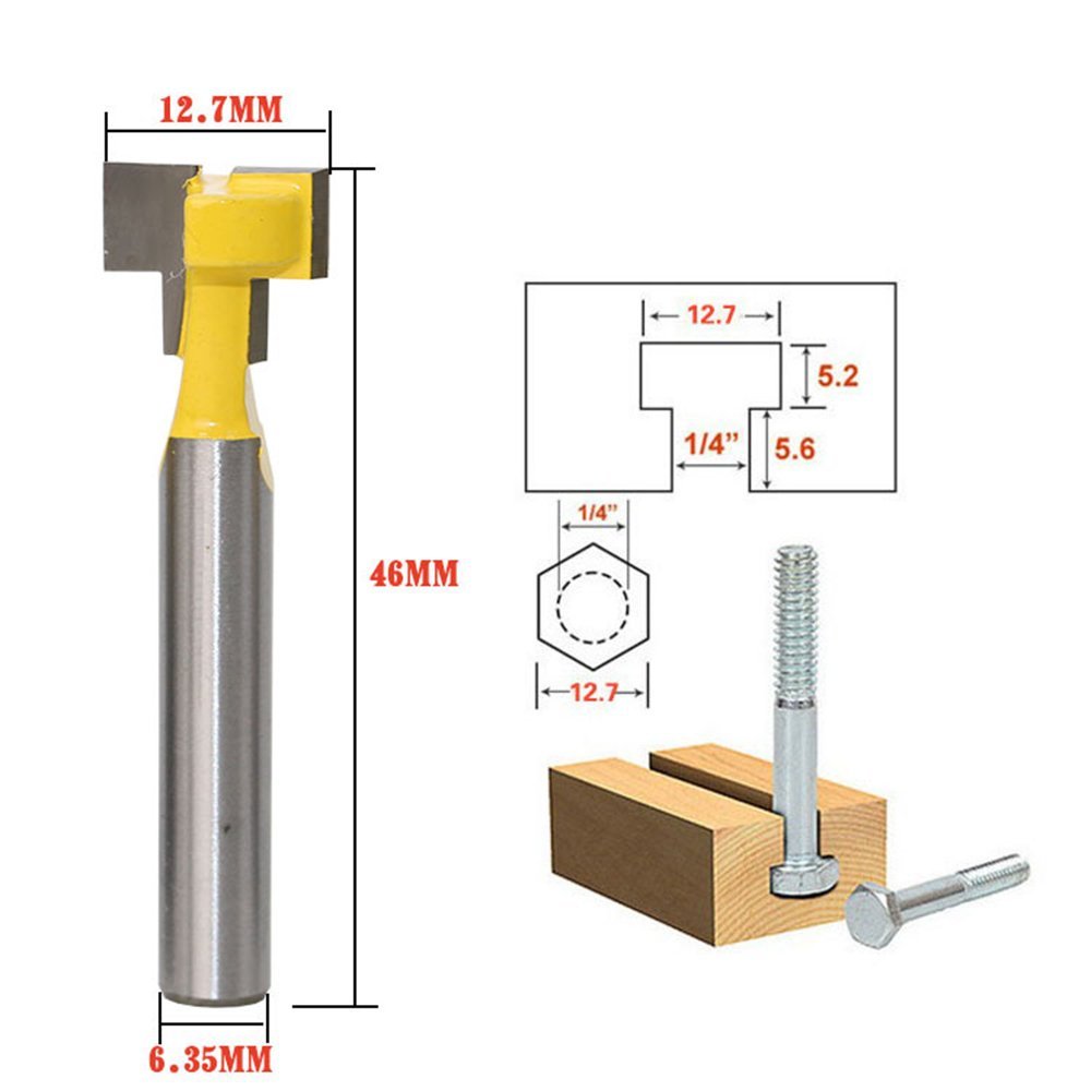 A11I 1/4 inch Shank T-Slot Cut - Woodworking Power Tools ulasan dan harga
